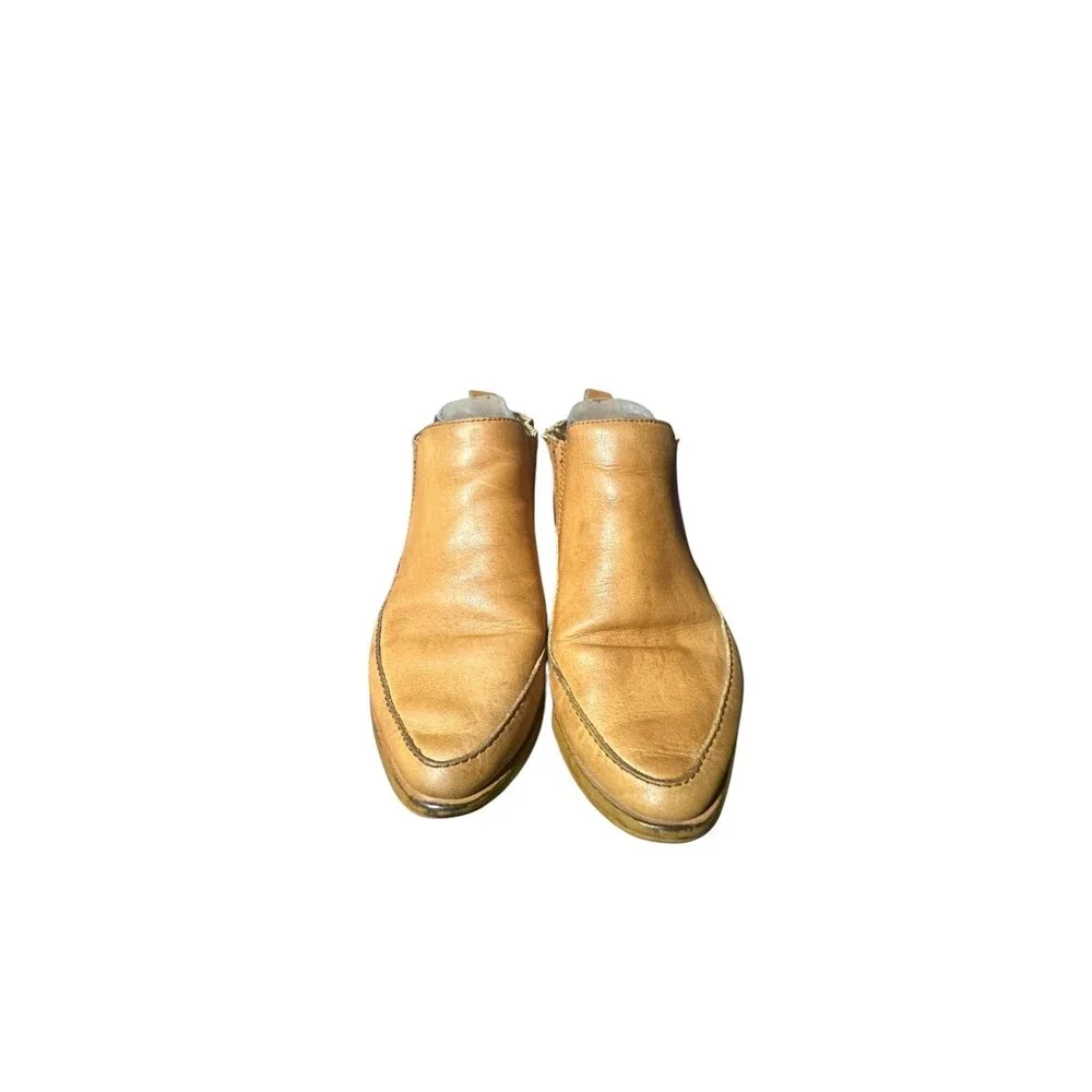 Kelsi Dagger Brooklyn Ankle Boots Size 7.5 Womens Tan Leather Stretch Bootie